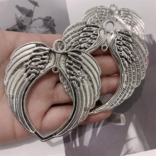 Wing Shaped Tibetan Style Pendants, antique silver color plated, DIY & double-hole, 69x74mm, 100PCs/Bag, Sold By Bag