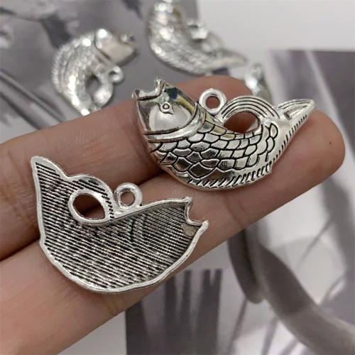 Tibetan Style Animal Pendants, Fish, antique silver color plated, DIY, 30x18mm, 100PCs/Bag, Sold By Bag