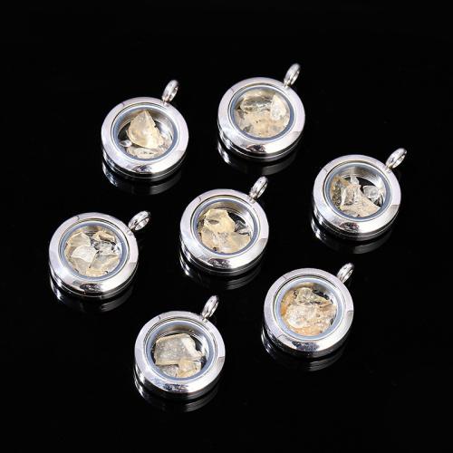 Fashion Locket Pendants, Meteorite, with Glass & 304 Stainless Steel, Round, DIY, 15mm, Sold By PC