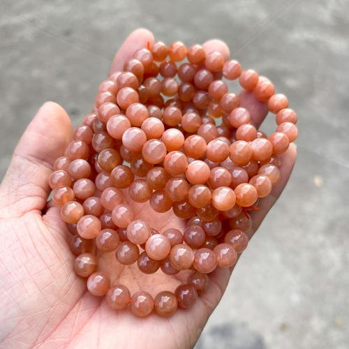 Orange Moonstone Bracelet, Round, handmade, different size for choice & for woman, Length:Approx 6-7 Inch, Sold By PC