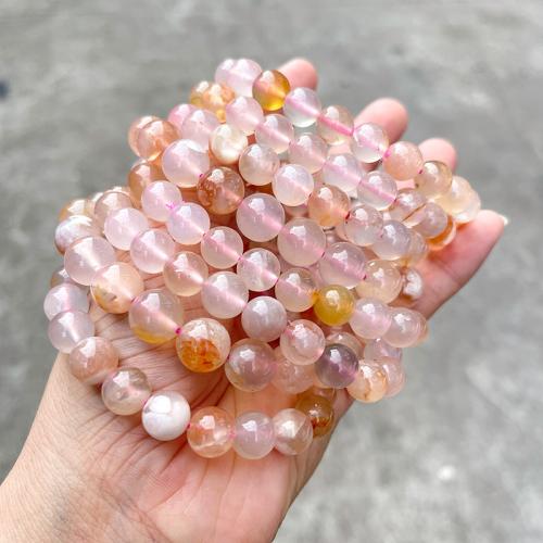 Cherry Blossom Agate Bracelet, Round, handmade, different size for choice & for woman, Grade AAA, Length:Approx 6-7 Inch, Sold By PC