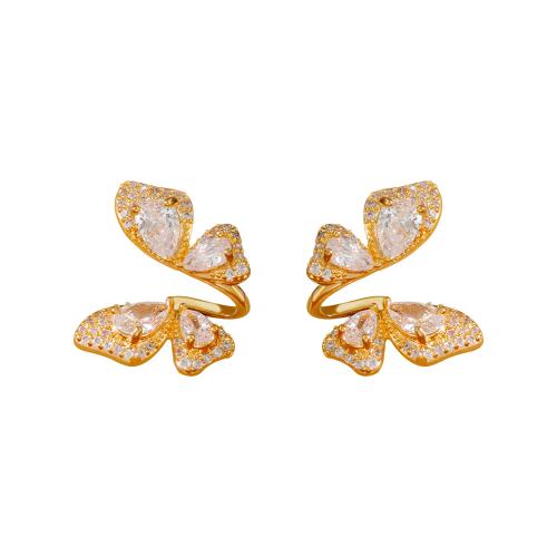 Cúbicos Circonia Pendiente Latón Micro pavimenta, metal, 18K chapado en oro, Joyería & micro arcilla de zirconia cúbica & para mujer, dorado, 19mm, Vendido por Par