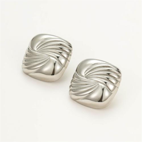 Stainless Steel Stud Earrings, 304 Stainless Steel, fashion jewelry & for woman, original color, 22x23mm, Sold By Pair