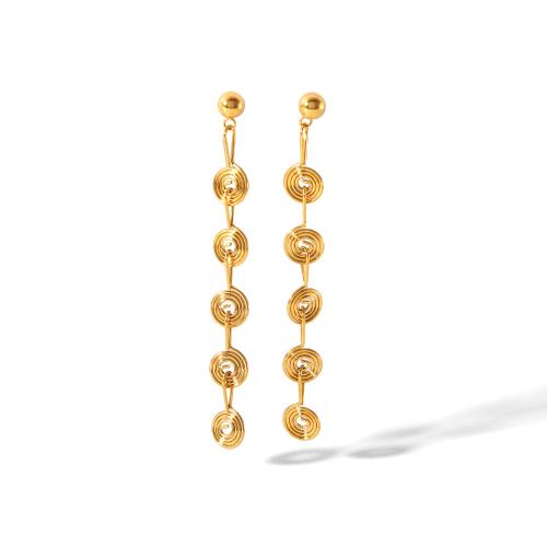 Boucle d'oreille de gaujon en acier inoxydable, Acier inoxydable 304, Plaqué or 18K, bijoux de mode & pour femme, doré, 80x9mm, Vendu par paire