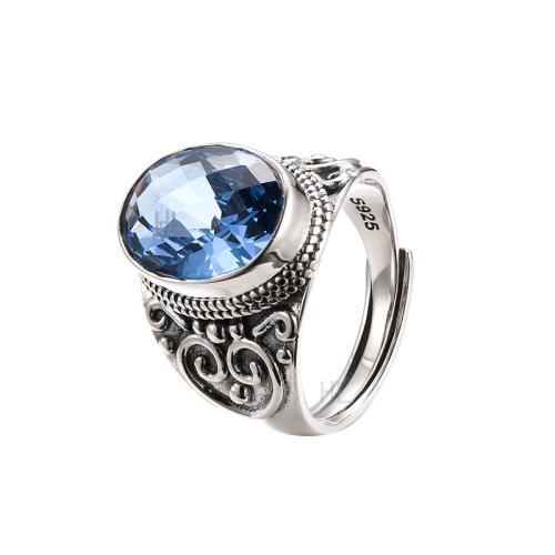 925 Sterling Silver Finger Rings, with Sapphire, fashion jewelry & for man, Stone size:1.55x1.15mm, Sold By PC