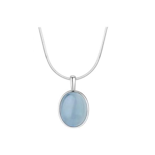 925 Sterling Silver Necklaces, with Aquamarine, with 5cm extender chain, fashion jewelry & for woman, Length:Approx 40 cm, Sold By PC