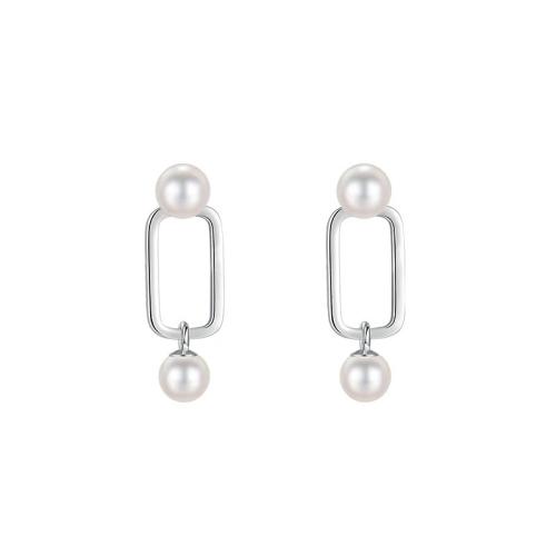 Boucle d'oreille bijoux en argent sterling, Argent sterling 925, avec Shell Pearl, bijoux de mode & pour femme, plus de couleurs à choisir, 25mm, Vendu par paire