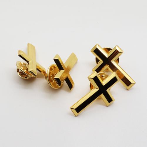 Tibetan Style Brooches, Cross, gold color plated, enamel, nickel, lead & cadmium free, 2.80x1.70mm, 100PCs/Bag, Sold By Bag