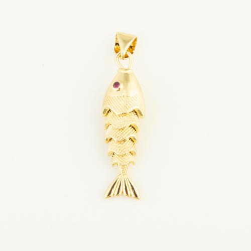 Bijoux pendentifs en laiton, poisson, Placage de couleur d'or, DIY, protéger l'environnement, sans nickel, plomb et cadmium, 25x8x6mm, Vendu par PC