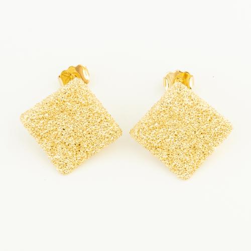 Pendientes de Perno en Latón, metal, Cuadrado, chapado en color dorado, para mujer, libre de níquel, plomo & cadmio, 22x21x5mm, Vendido por Par