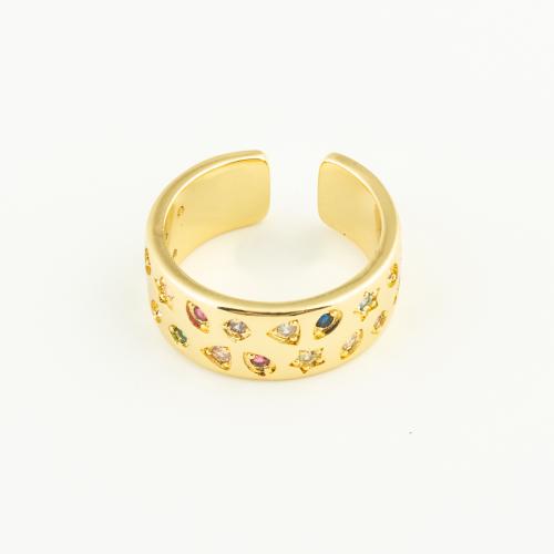 Cúbicos Circonia Micro Pave anillo de latón, metal, chapado en color dorado, Bricolaje & micro arcilla de zirconia cúbica, libre de níquel, plomo & cadmio, 20x20x8mm, Vendido por UD