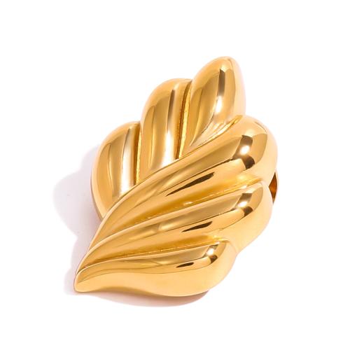 Modeschmuck Brosche, 304 Edelstahl, Blatt, plattiert, unisex, goldfarben, verkauft von PC