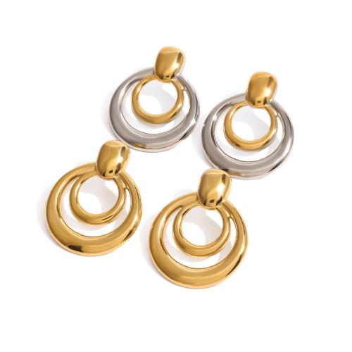 Boucle d'oreille de gaujon en acier inoxydable, Acier inoxydable 304, Rond, Placage, bijoux de mode & pour femme & creux, plus de couleurs à choisir, Vendu par paire