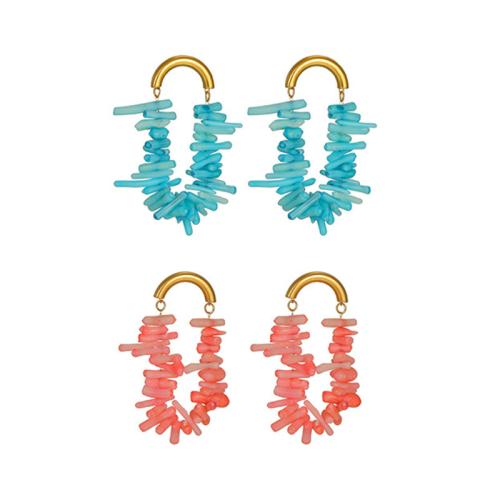 Boucle d'oreille de gaujon en acier inoxydable, Acier inoxydable 304, avec Gravier naturel, Placage, bijoux de mode & pour femme & creux, plus de couleurs à choisir, Vendu par paire