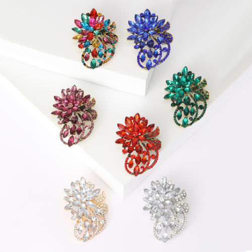 Tibetan Style Brooches, fashion jewelry & Unisex & with rhinestone, more colors for choice, Sold By PC