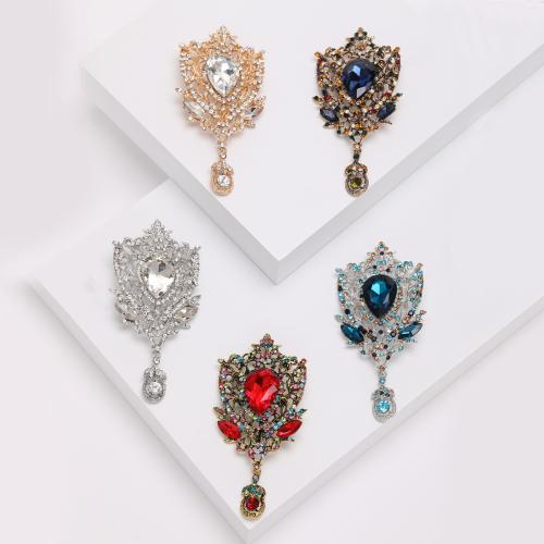 Tibetan Style Brooches, Unisex & with rhinestone & hollow, more colors for choice, Sold By PC