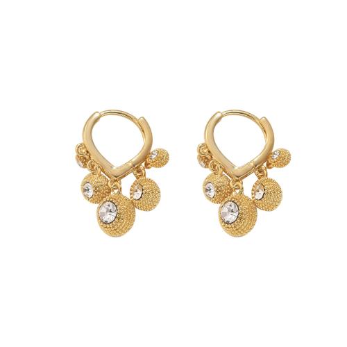 Laiton Leverback boucle d'oreille, bijoux de mode & pour femme & avec strass, doré, Vendu par paire