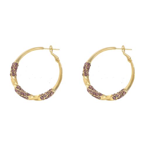 Laiton Leverback boucle d'oreille, bijoux de mode & pour femme & avec strass, doré, Vendu par paire