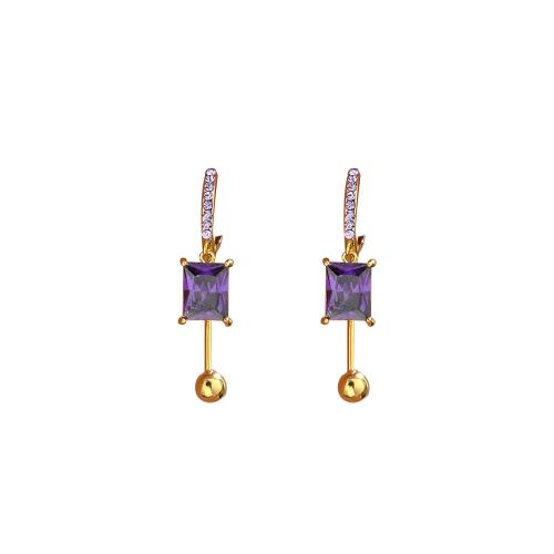 Pendientes de Palanca Hacia Atrás en Latón, metal, con Cristal, Joyería & para mujer & con diamantes de imitación, dorado, Vendido por Par