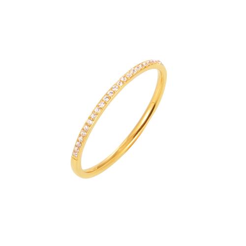 Anillo de dedo de Titantium Acero, Partículas de acero, chapado, diverso tamaño para la opción & micro arcilla de zirconia cúbica & para mujer, dorado, Vendido por UD