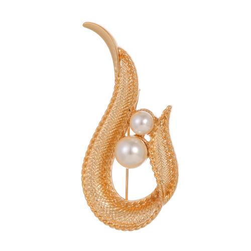 Tibetan Style Brooches, with Plastic Pearl, 18K gold plated, fashion jewelry & Unisex, Sold By PC