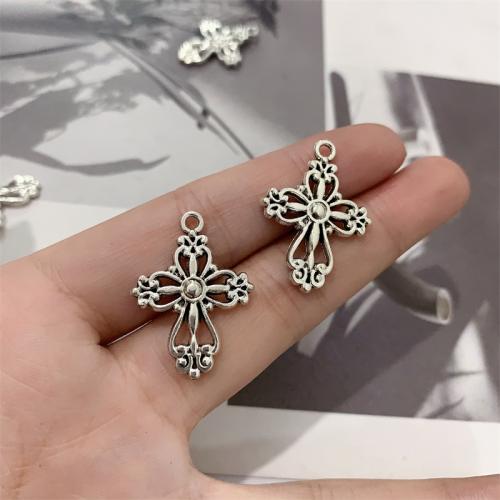 Tibetan Style Cross Pendants, antique silver color plated, DIY, 20x28mm, 100PCs/Bag, Sold By Bag