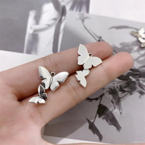 Tibetan Style Animal Pendants, Butterfly, antique silver color plated, DIY, 23x18mm, 100PCs/Bag, Sold By Bag