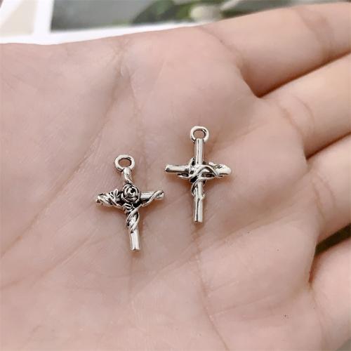 Tibetan Style Cross Pendants, antique silver color plated, DIY, 12x18mm, 100PCs/Bag, Sold By Bag