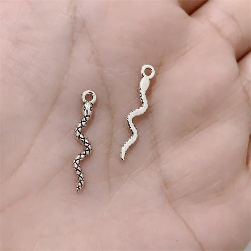 Tibetan Style Animal Pendants, Snake, antique silver color plated, DIY, 23x4mm, 100PCs/Bag, Sold By Bag