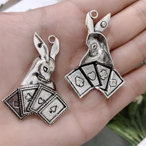 Tibetan Style Animal Pendants, Rabbit, antique silver color plated, DIY, 34x47mm, 100PCs/Bag, Sold By Bag