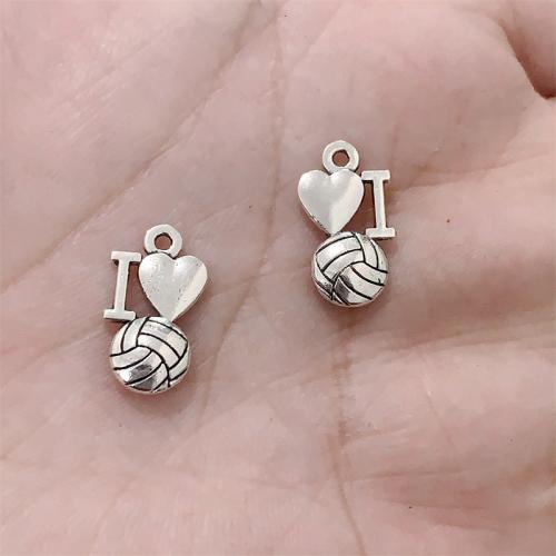 Tibetan Style Pendants, Volleyball, antique silver color plated, DIY, 9x16mm, 100PCs/Bag, Sold By Bag