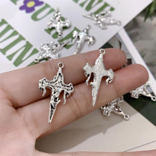 Tibetan Style Cross Pendants, Fire Cross, antique silver color plated, DIY, 18x31mm, 100PCs/Bag, Sold By Bag