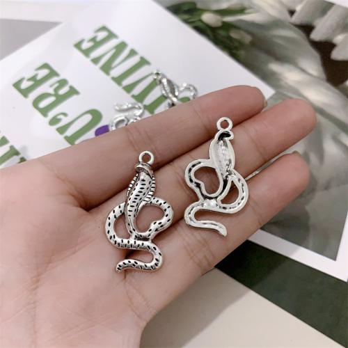 Tibetan Style Animal Pendants, Snake, antique silver color plated, DIY, 19x35mm, 100PCs/Bag, Sold By Bag