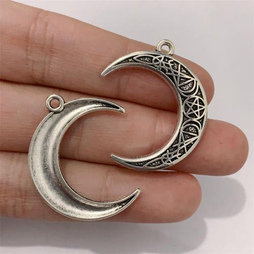 Zinklegierung Mond Anhänger, Mond und Sterne, antik silberfarben plattiert, DIY, 24x30mm, 100PCs/Tasche, verkauft von Tasche