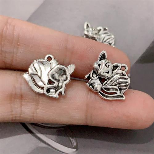 Tibetan Style Animal Pendants, Fox, antique silver color plated, DIY, 15x14mm, 100PCs/Bag, Sold By Bag