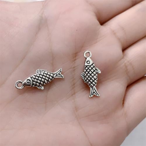 Tibetan Style Animal Pendants, Fish, antique silver color plated, DIY, 20x9mm, 100PCs/Bag, Sold By Bag