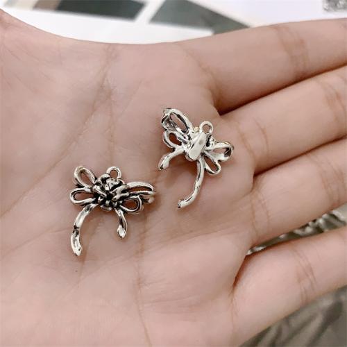 Tibetan Style Bowknot Pendants, antique silver color plated, DIY, 17x20mm, 100PCs/Bag, Sold By Bag