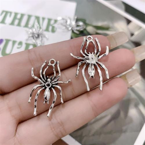 Tibetan Style Animal Pendants, Spider, antique silver color plated, DIY, 21x29mm, 100PCs/Bag, Sold By Bag