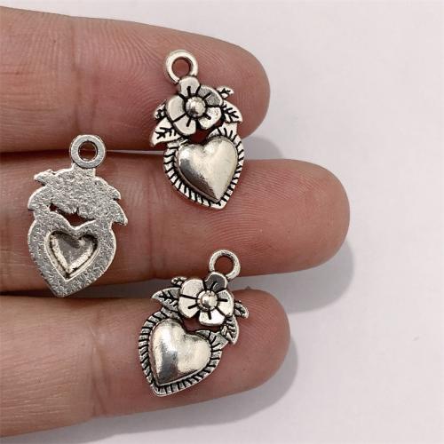 Tibetan Style Heart Pendants, antique silver color plated, DIY, 11x19mm, 100PCs/Bag, Sold By Bag