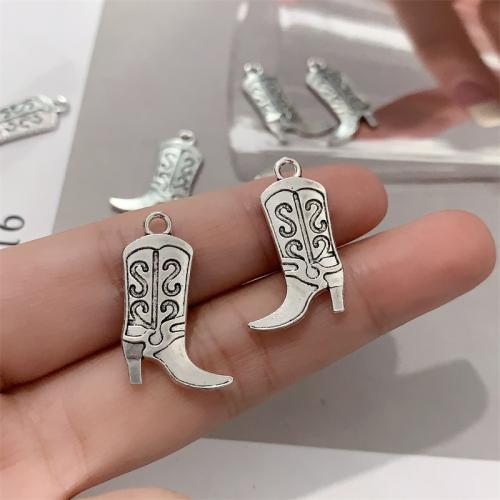 Pendentifs de chaussures en alliage de zinc, Plaqué de couleur d'argent, DIY, 15x25mm, 100PC/sac, Vendu par sac