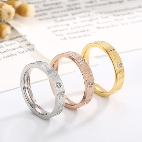 Rhinestone Stainless Steel Finger Ring, 304 Stainless Steel, Vacuum Ion Plating, Unisex & different size for choice & with rhinestone, more colors for choice, Sold By PC