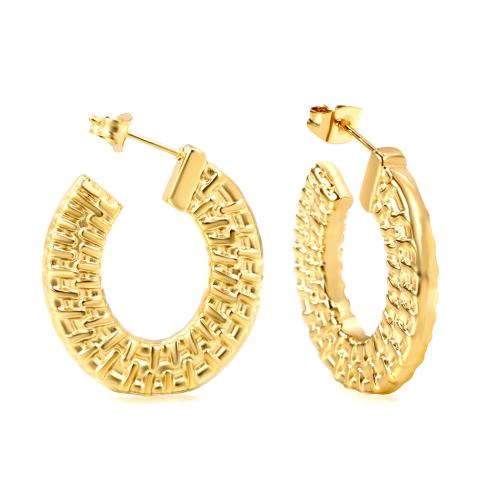 Acier inoxydable 304 boucle d oreille dormeuse, Placage de couleur d'or, bijoux de mode & pour femme, 24.60x26mm, Vendu par paire