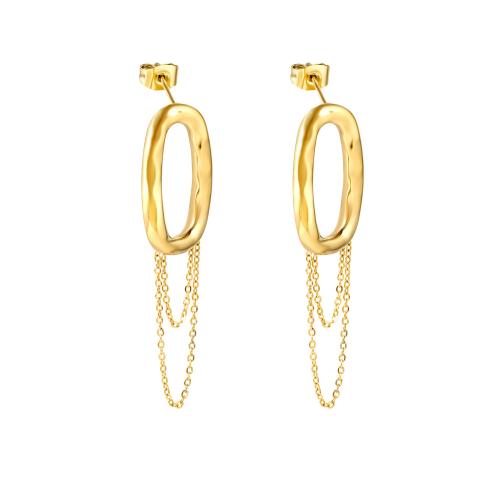 304 Stainless Steel Drop Earring, Geometrical Pattern, gold color plated, for woman & hollow, Sold By Pair