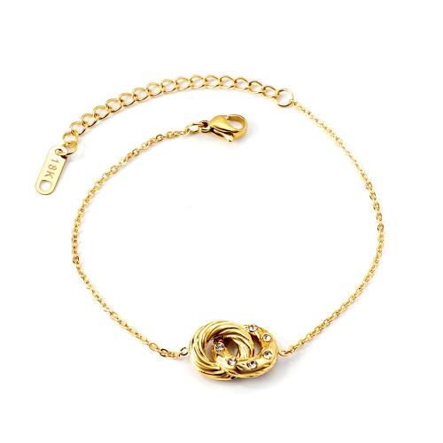 304 Stainless Steel Bracelet, gold color plated, different styles for choice & for woman & with rhinestone, Sold By PC