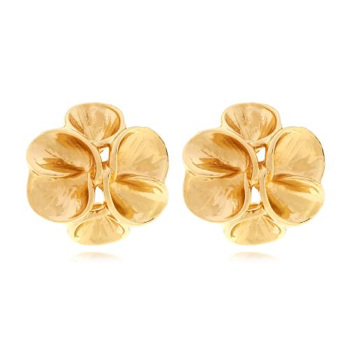 Tibetan Style Stud Earring, fashion jewelry & for woman, golden, 27x27mm, Sold By Pair