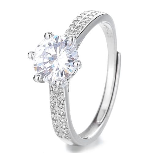 Cubic Zirconia micr3ofono pavimenta anillos de plata esterlina, Plata de ley 925, Joyería & micro arcilla de zirconia cúbica & para mujer, diámetro interior:aproximado 17.4mm, Vendido por UD