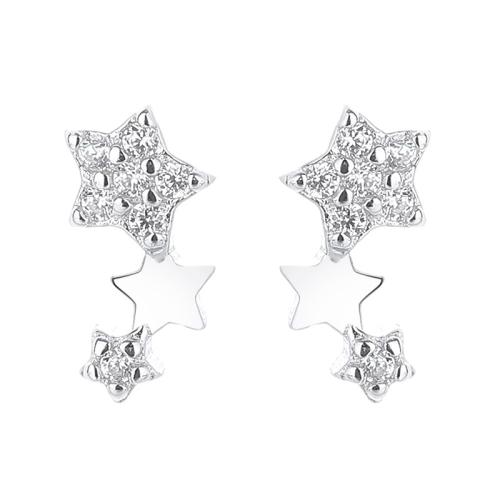 Pendientes de Micro Pavé de Zirconía Cúbica en Plata de Ley, Plata de ley 925, Joyería & micro arcilla de zirconia cúbica & para mujer, 4.20x8.60mm, Vendido por Par