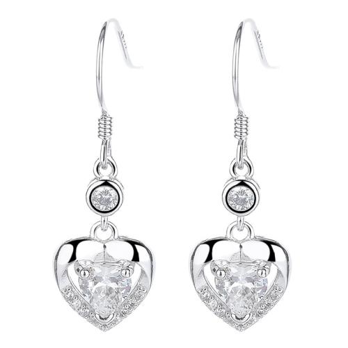 Pendientes de Micro Pavé de Zirconía Cúbica en Plata de Ley, Plata de ley 925, Joyería & micro arcilla de zirconia cúbica & para mujer, 10x34mm, Vendido por Par