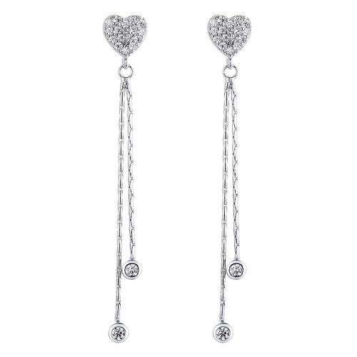 Pendientes de Micro Pavé de Zirconía Cúbica en Plata de Ley, Plata de ley 925, Joyería & micro arcilla de zirconia cúbica & para mujer, más colores para la opción, 46mm, Vendido por Par