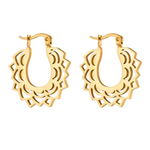 Stainless Steel Lever Back Earring, 304 Stainless Steel, gold color plated, fashion jewelry & for woman, golden, 30x28mm, Sold By Pair